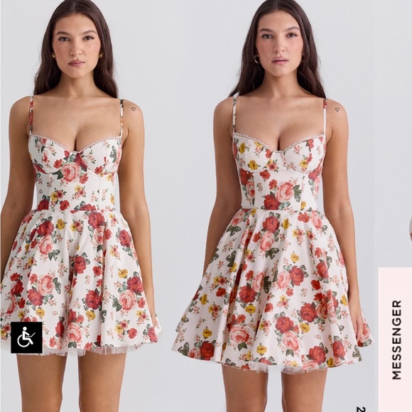 HOUSE OF CB Minimoiselle italian Rose Print Tulle Mini dress Fuller and Tall - Picture 4 of 6